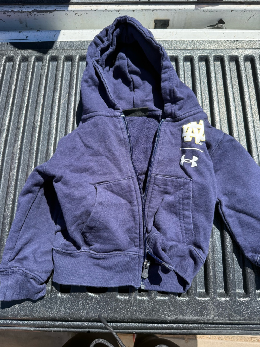 Under Armour Kids Notre Dame Navy Fleece Zip Hoodie with White Logo